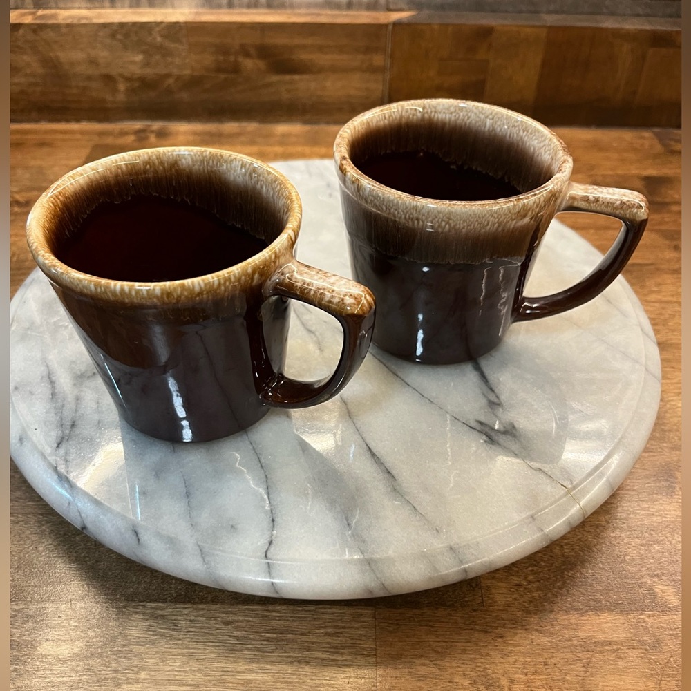 Vintage McCoy Brown Drip Glaze Coffee Mugs Set of 2 USA 1970s